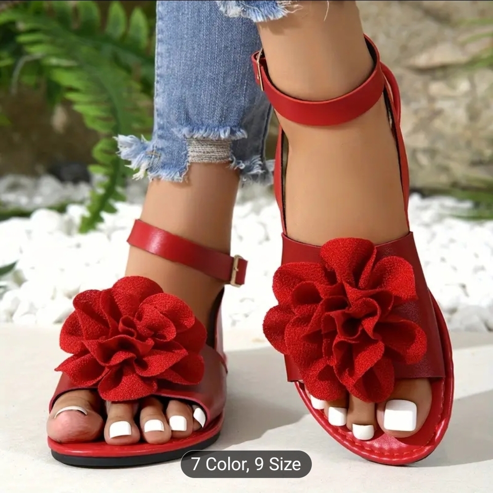Red Floral Women's Sandals
